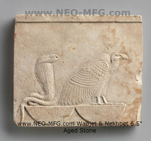 Load image into Gallery viewer, History Egyptian Wadjet & Nekhbet Stela Fragment Sculptural wall relief plaque www.Neo-Mfg.com 6.5" b23