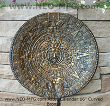 Load image into Gallery viewer, History MAYAN AZTEC CALENDAR Sculptural wall relief plaque 16" curved www.Neo-Mfg.com