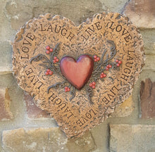 Load image into Gallery viewer, HEART Live Laugh Love wall sculpture statue plaque www.Neo-Mfg.com 9" n18