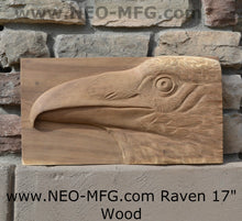 Load image into Gallery viewer, Animal Raven bird Sculptural wall relief nature carving tile plaque www.Neo-Mfg.com 17"