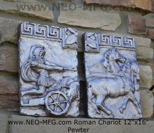 Load image into Gallery viewer, Charge of the Roman Charioteer Sculpture Statue White finish Chariot Horse 2pc Neo-mfg m4