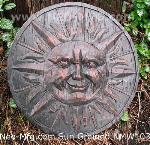 Celestial Sun grained Wall sculpture plaque 12