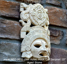 Load image into Gallery viewer, History Aztec Maya Artifact mask Sun Stone & Serpents Sculpture Statue 10" Tall www.Neo-Mfg.com