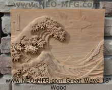 Load image into Gallery viewer, Asian Great Wave off Kanagawa Hokusai Sculptural wall relief carving plaque www.Neo-Mfg.com 18"