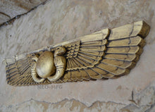 Load image into Gallery viewer, History Egyptian Ur Uatchti Winged Sun Disk Pediment hieroglyph Sculptural wall relief www.Neo-Mfg.com 20"
