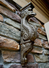 Load image into Gallery viewer, Dragon Corbel Carved Sculpture Statue www.Neo-Mfg.com 20" wall art home garden decor