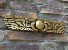 Load image into Gallery viewer, History Egyptian Ur Uatchti Winged Sun Disk Pediment hieroglyph Sculptural wall relief www.Neo-Mfg.com 20"