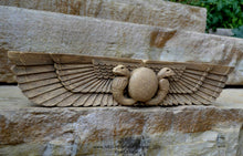 Load image into Gallery viewer, History Egyptian Ur Uatchti Winged Sun Disk Pediment hieroglyph Sculptural wall relief www.Neo-Mfg.com 20"