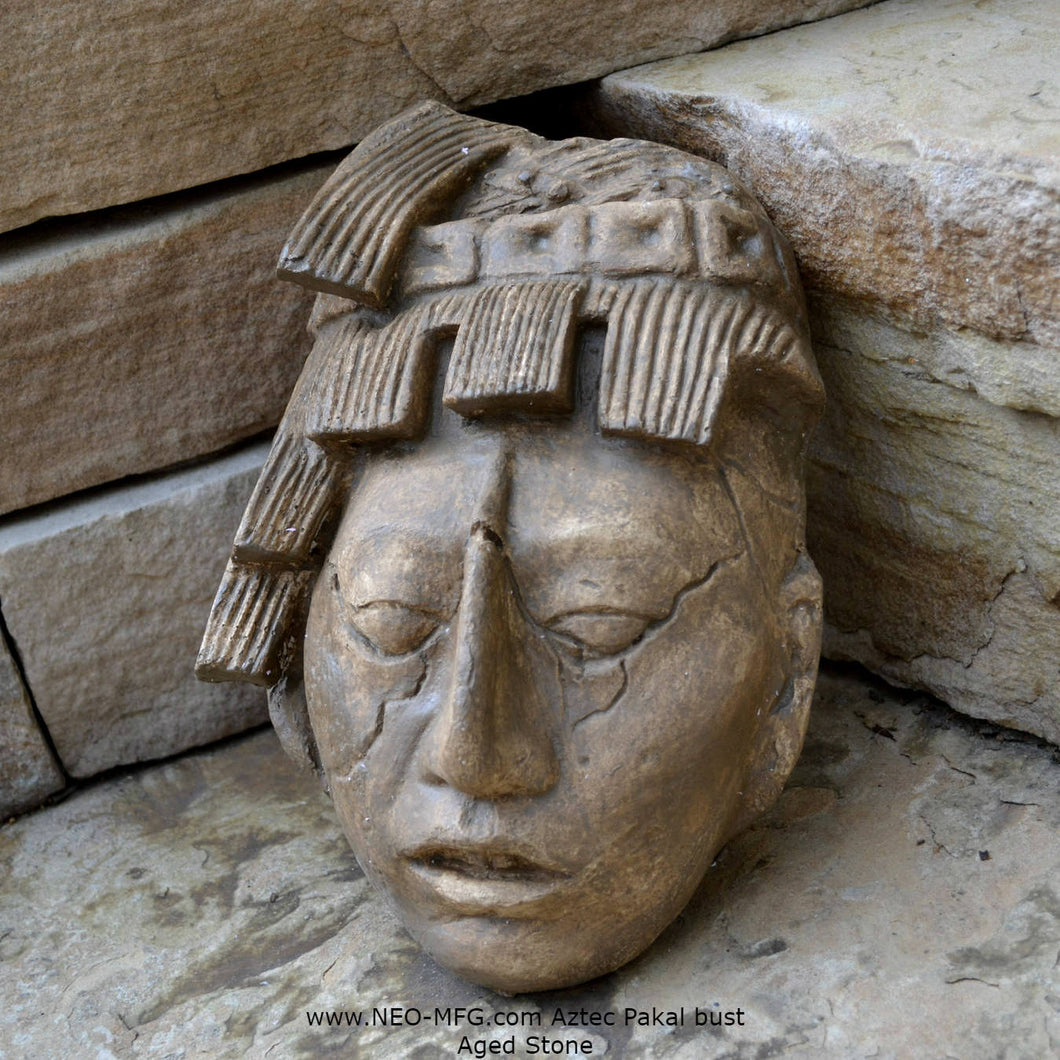History Aztec Maya K'inich Janaab' Pakal king Sculpture bust home wall decor Museum Reproduction