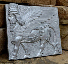 Load image into Gallery viewer, Historical Assyrian Lamassu winged Bull wall Sculpture www.Neo-Mfg.com 10" Mesopotamia