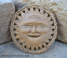 Load image into Gallery viewer, Celestial Sun Rattan Face Pendant Sculpture Wall plaque art decor www.NEO-MFG.com 4"