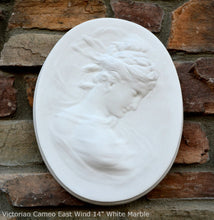 Load image into Gallery viewer, Victorian Cameo silhouette East wind Sculpture wall Plaque Bas relief 14" www.Neo-Mfg.com right face c10