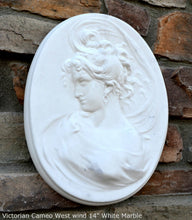 Load image into Gallery viewer, Victorian Cameo silhouette West Wind Sculpture wall Plaque Bas relief 14" www.Neo-Mfg.com left face c11