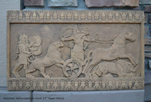 Load image into Gallery viewer, Assyrian Ashurnasirpal II hunting lions Carving sculpture wall plaque 27" www.Neo-Mfg.com