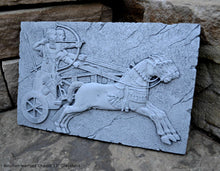 Load image into Gallery viewer, Historical Assyrian warriors Chariot Royal hunt wall art Sculpture www.Neo-Mfg.com 13" a10