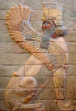 Load image into Gallery viewer, Assyrian Sumerian Winged sphinx Susa, Lion Shedu Palace Darius I fragment Sculpture reproduction art 5.75" www.Neo-Mfg.com home decor k13