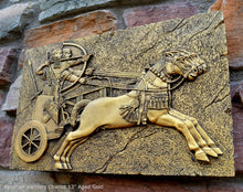 Load image into Gallery viewer, Historical Assyrian warriors Chariot Royal hunt wall art Sculpture www.Neo-Mfg.com 13" a10