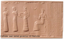 Load image into Gallery viewer, Historical Assyrian Sumerian Ur-Nammu Governor Cylinder Seal wall Sculpture www.Neo-Mfg.com Mesopotamia 2pc set