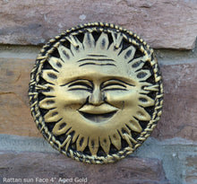 Load image into Gallery viewer, Celestial Sun Rattan Face Pendant Sculpture Wall plaque art decor www.NEO-MFG.com 4"