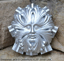 Load image into Gallery viewer, Nature Greenman Jack-O Green Man of Canterbury Cathedral's Black Prince's Chantry Roof Boss sculpture wall plaque 4" www.Neo-Mfg.com