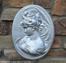 Load image into Gallery viewer, Victorian Cameo silhouette West Wind Sculpture wall Plaque Bas relief 14" www.Neo-Mfg.com left face c11