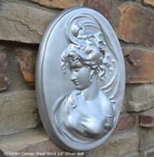 Load image into Gallery viewer, Victorian Cameo silhouette West Wind Sculpture wall Plaque Bas relief 14" www.Neo-Mfg.com left face c11