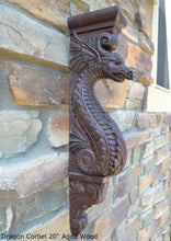 Load image into Gallery viewer, Dragon Corbel Carved Sculpture Statue www.Neo-Mfg.com 20" wall art home garden decor