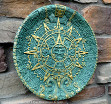 Load image into Gallery viewer, History MAYAN AZTEC CALENDAR Sculptural wall relief plaque 14" curved www.Neo-Mfg.com c14
