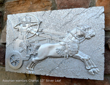 Load image into Gallery viewer, Historical Assyrian warriors Chariot Royal hunt wall art Sculpture www.Neo-Mfg.com 13" a10