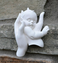 Load image into Gallery viewer, Baby in Mothers Moms hand Sculptural wall relief plaque www.Neo-Mfg.com 4" new born birthday