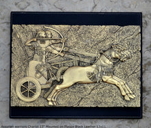Load image into Gallery viewer, Historical Assyrian warriors Chariot Royal hunt wall art Sculpture www.Neo-Mfg.com 13" Mounted on Plaque
