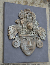 Load image into Gallery viewer, History Aztec Maya Artifact Warrior mask Sculpture Statue 11" Tall www.Neo-Mfg.com Mounted on Plaque 13x11