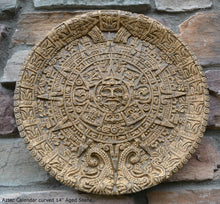 Load image into Gallery viewer, History MAYAN AZTEC CALENDAR Sculptural wall relief plaque 14" curved www.Neo-Mfg.com c14