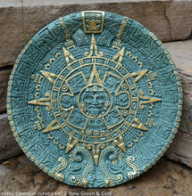 Load image into Gallery viewer, History MAYAN AZTEC CALENDAR Sculptural wall relief plaque 14" curved www.Neo-Mfg.com c14