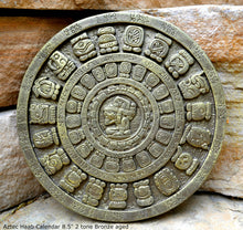 Load image into Gallery viewer, History MAYAN AZTEC Haab Tzolkin CALENDAR Sculptural wall relief plaque 8.5" Museum Quality Neo-Mfg n12