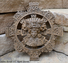 Load image into Gallery viewer, History Aztec Maya Artifact Carved Rimel Sun Stone Sculpture Statue 11" Tall Neo-Mfg L1