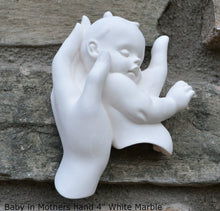 Load image into Gallery viewer, Baby in Mothers Moms hand Sculptural wall relief plaque www.Neo-Mfg.com 4" new born birthday
