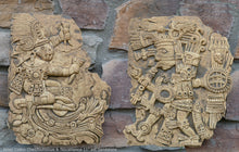 Load image into Gallery viewer, History Aztec Maya Artifact Carved Tezcatlipoca & Chalchiuhtlicue Sculpture Statue 11" Tall www.Neo-Mfg.com Wall art Codex 2 pc set