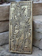 Load image into Gallery viewer, Aztec Mayan Temple foliated cross Left side K'inich Kan Bahlam II carving wall plaque www.Neo-Mfg.com home garden decor art 14" L13