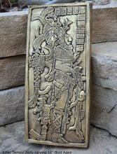 Load image into Gallery viewer, Aztec Mayan Temple foliated cross Left side K'inich Kan Bahlam II carving wall plaque www.Neo-Mfg.com home garden decor art 14" L13
