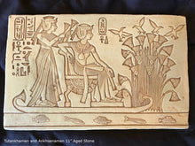 Load image into Gallery viewer, Egyptian Tutankhamen and Ankhsenamen fragment sculpture carving art 11" www.Neo-Mfg.com home decor museum replica m23