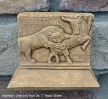 Load image into Gallery viewer, Assyrian Lion and Bull Ox Sculpture Statue Relief wall fragment Persepolis www.Neo-mfg.com 3"
