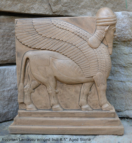 Historical Assyrian Lamassu Nimrud Palace guardians winged Bull Sculpture www.Neo-Mfg.com 8.5