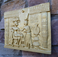 Load image into Gallery viewer, Egyptian King Tut Tutankhamen Throne chair front Sculptural wall relief plaque www.Neo-Mfg.com 8.25" h15