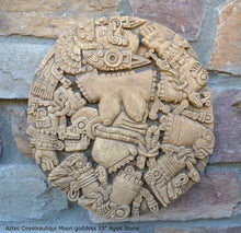 Load image into Gallery viewer, History Aztec Maya Artifact Coyolxauhqui Moon goddess wall relief Sculpture 11" Tall www.Neo-Mfg.com home decor art n3