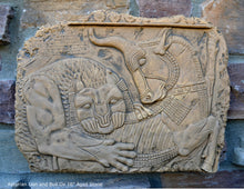 Load image into Gallery viewer, Assyrian Lion and Bull Ox Sculpture Statue Relief wall fragment Persepolis www.Neo-mfg.com 16"
