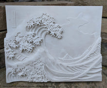 Load image into Gallery viewer, Asian Great Wave off Kanagawa Hokusai Sculptural wall relief carving plaque www.Neo-Mfg.com 18"