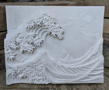 Load image into Gallery viewer, Asian Great Wave off Kanagawa Hokusai Sculptural wall relief carving plaque www.Neo-Mfg.com 18"