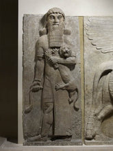 Load image into Gallery viewer, Assyrian Gilgamesh Hero Overpowering a Lion Artifact Carved Sculpture Statue Sculpture Statue 14.5" www.Neo-Mfg.com Museum Replica L19