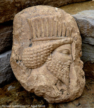 Load image into Gallery viewer, Assyrian Relief head of a Persian nobleman Persian Persepolis wall plaque art Sculpture 12" www.Neo-Mfg.com Museum reproduction
